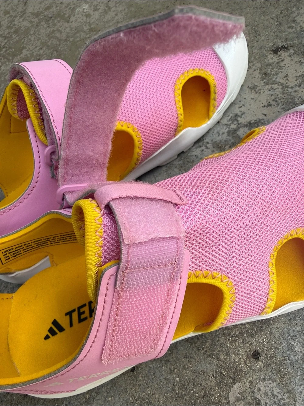 adidas Kids Pink and Yellow LEGO Sport Sandals